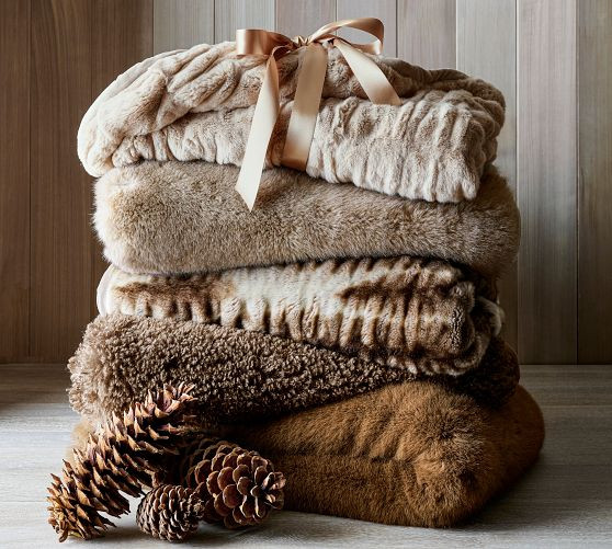 Faux Fur Ruched Throw | Pottery Barn (US)