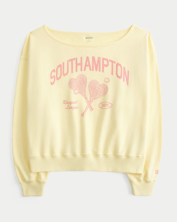Women's Easy Off-the-Shoulder Southampton Graphic Sweatshirt | Women's Clearance | HollisterCo.co... | Hollister (US)
