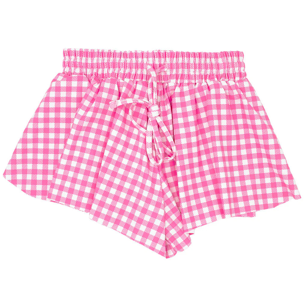 Azarhia Butterfly Pink Gingham Flowy Shorts | JoJo Mommy