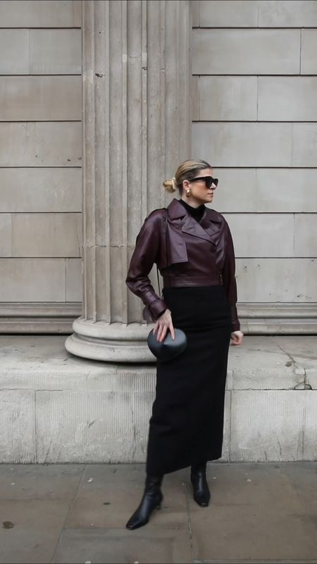 Burgundy leather jacket, ysl jacket, maxi skirt, celine sunglasses, alaia bag 

#LTKVideo #LTKeurope #LTKstyletip