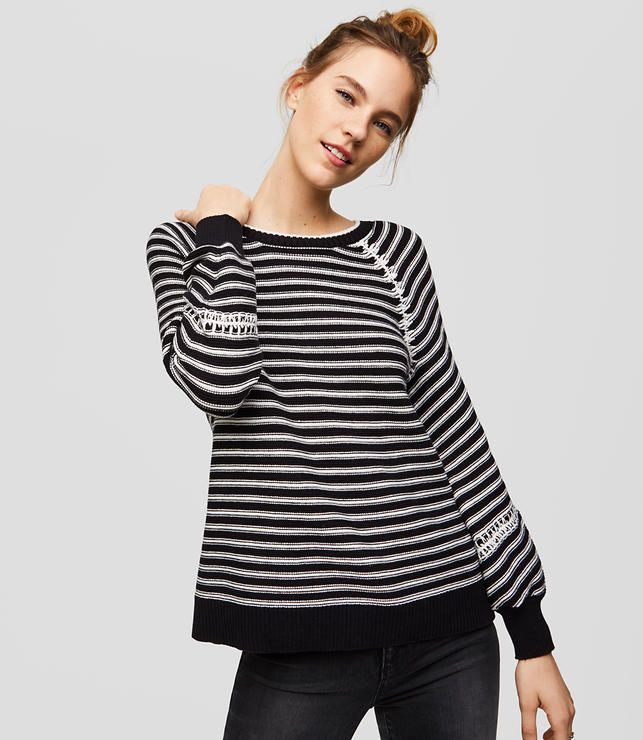 Striped Whipstitched Sweater | LOFT