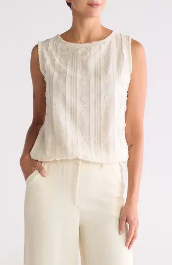 MAX STUDIO Ruffle Front Sleeveless Top in Ivory at Nordstrom Rack, Size X-Small | Nordstrom Rack
