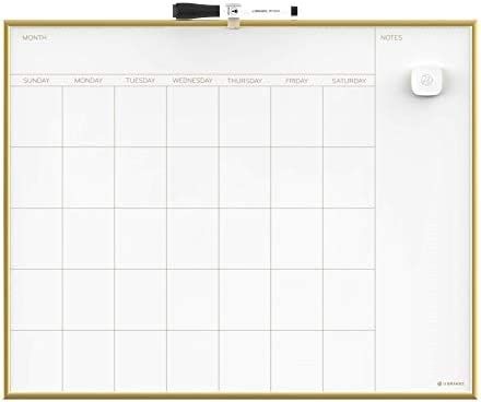 U Brands Magnetic Monthly Calendar Dry Erase Board, 16 x 20 Inches, Gold Aluminum Frame - 364U00-... | Amazon (US)