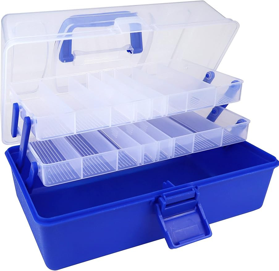Avlcoaky Tackle Box Organizer Large Beads Organizer Art Supply Box 2-Tray Fishing Plastic Storage... | Amazon (US)
