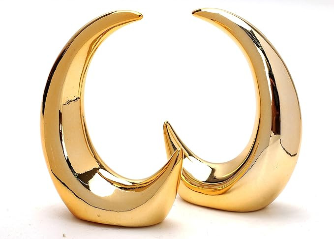 2 Pieces Gold Small Animal Statue Moon Statue Decor Modern Style Ceramic Moon Figurines Statues f... | Amazon (US)