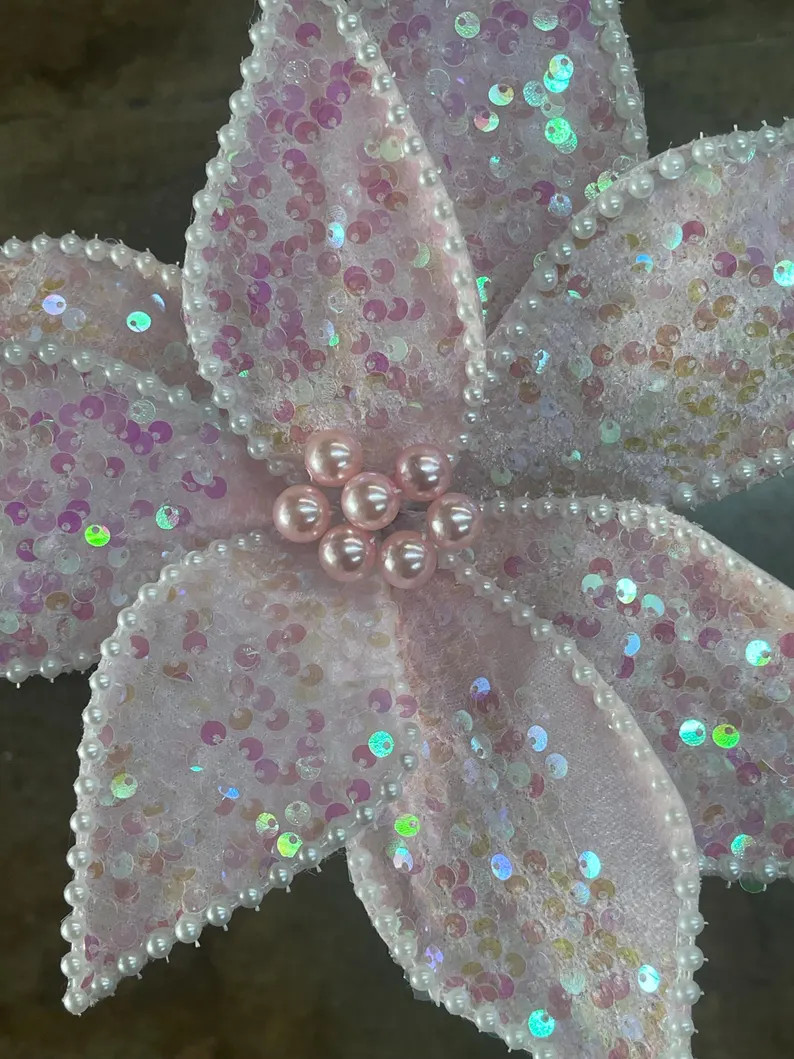 Pink Poinsettia Glitter/sequins Bead Edge 26, Christmas Tree or Valentine's Day Accents for Wreat... | Etsy (US)