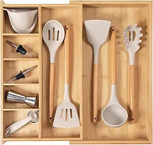 KitchenEdge Adjustable Kitchen Drawer Organizer for Utensils and Junk, Food-Safe Contract Grade w... | Amazon (US)