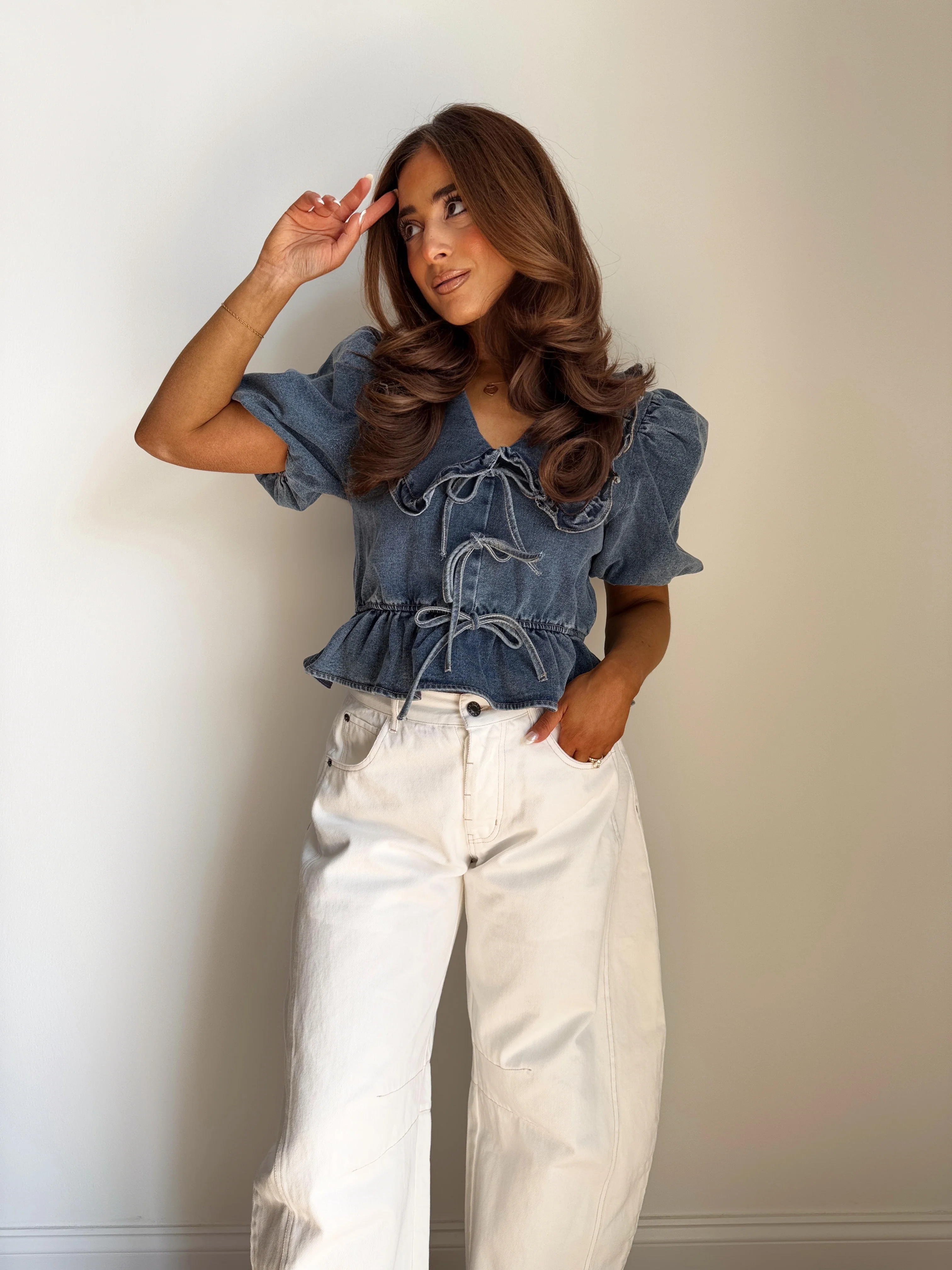 Denim Puff Sleeve Top | Shop Your Darling Style