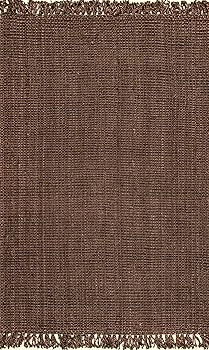 Nuloom Daniela Chocolate, 7'6" x 9'6", Handmade, Jute, Tassel, Soft and Textured, High Traffic, S... | Amazon (US)