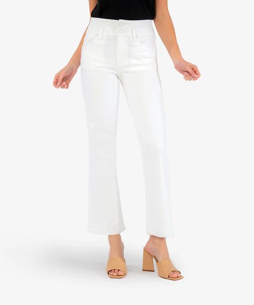 Kelsey High Rise Fab Ab Ankle Flare (White) - 00 / Optical White - Kut from the Kloth | Kut From Kloth