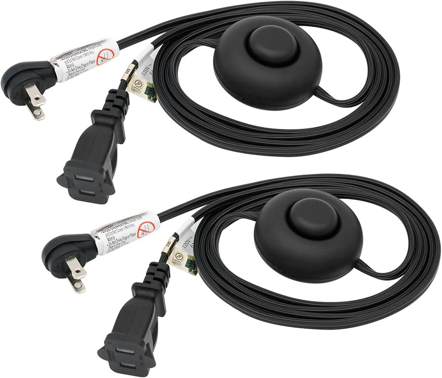 FIRMERST Foot Switch Extension Cord 6 Feet for Floor lamp, Holiday Lights, Black, 2 Packs | Amazon (US)