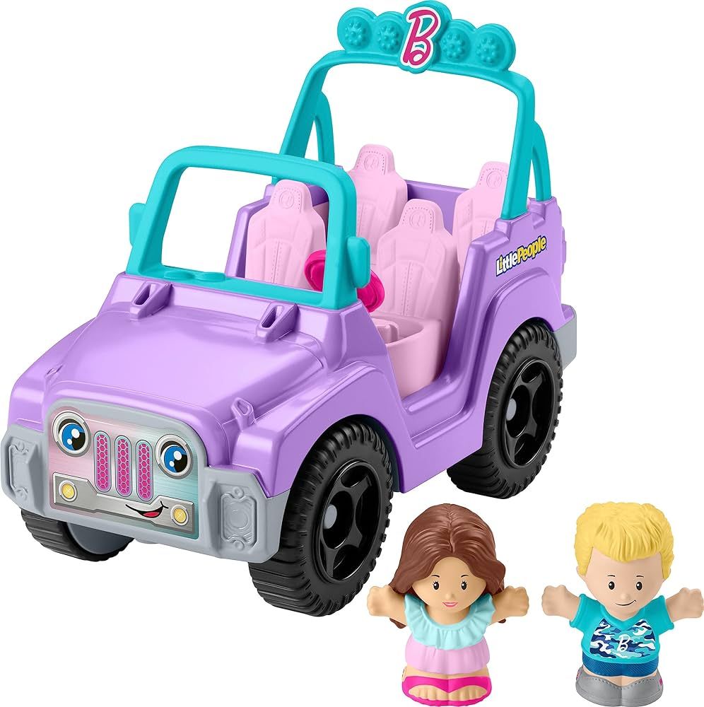 Little People Barbie Toy Car Beach Cruiser with Music Sounds and 2 Figures for Pretend Play Ages ... | Amazon (US)