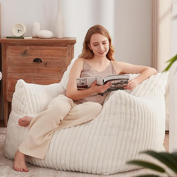 Giant Bean Bag Chairs for Adults Teens, Large Bean Bag Sofa Chairs with Filling Comfy Fuzzy BeanB... | Amazon (US)