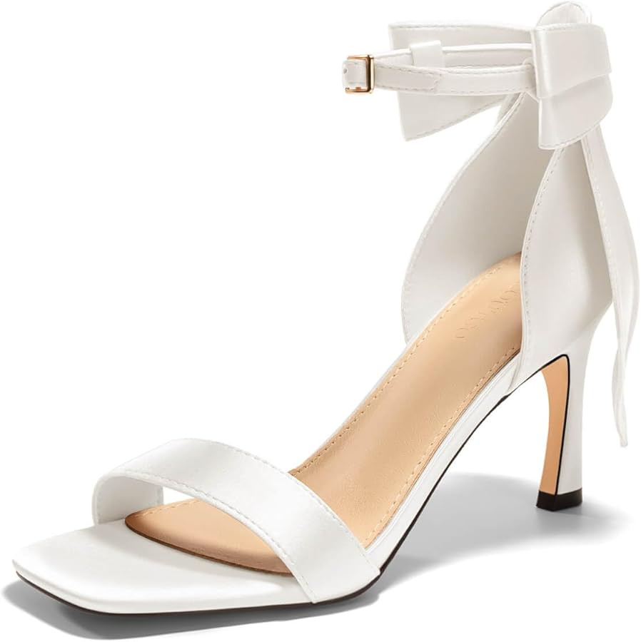 Amazon.com | Coutgo Womens Bow Tie High Heels One Strap Heeled Sandals Sexy Stiletto Open Toe Wed... | Amazon (US)