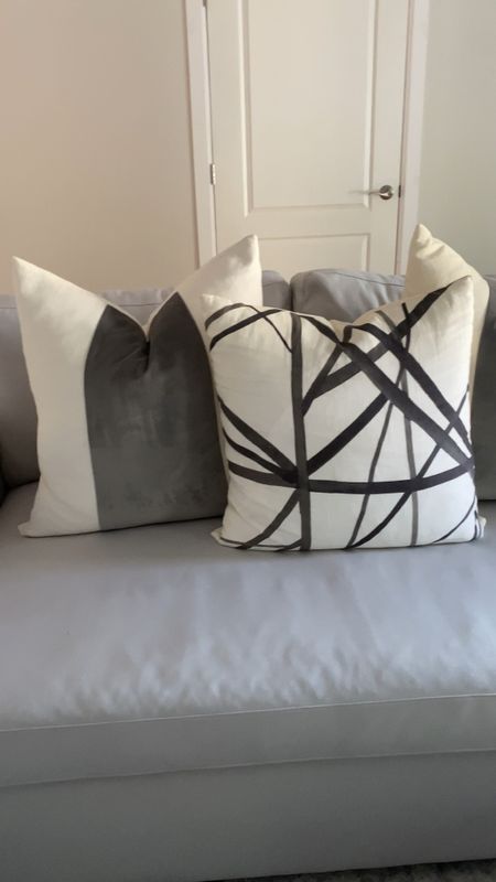 Throw pillows black and white abstract Kelly Wearstler. Linen and grey velvet panel pillows. Sofa and couch home decor  

#LTKhome #LTKFind #LTKstyletip