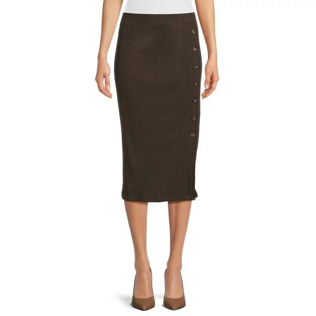 Time and Tru Women's Ribbed Knit Midi Skirt, Sizes XS-XXL | Walmart (US)