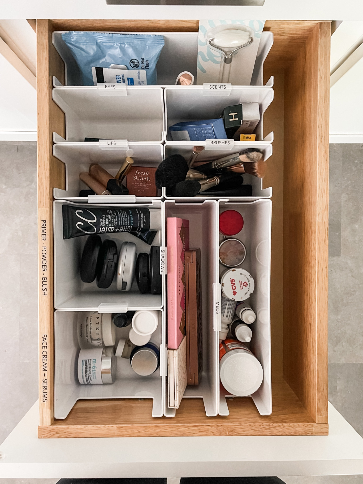 These drawer organizers are deeper to make those most of those bathroom drawers. You can configure them in any way you wish and use the clips to secure in place and add a label! 

#LTKhome #LTKbeauty #LTKfamily