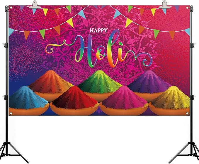 Happy Holi Photo Booth Backdrop Indian Hindu Indoor Outdoor Photography Home Wall Background Deco... | Amazon (US)