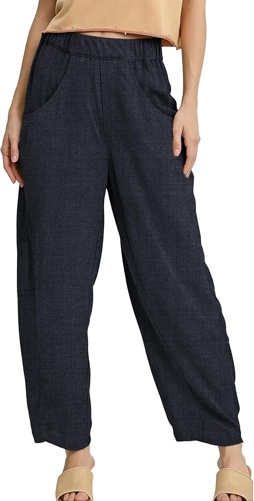 Women’s Baggy Wide Leg Pants Elastic Waist Comfy Lounge Pants Casual Travel Harem Pants with Po... | Amazon (US)