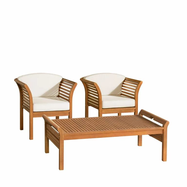 Alaterre Furniture Stamford Eucalyptus Wood Outdoor 3-Piece Conversation Set with 2 Chairs and Co... | Walmart (US)
