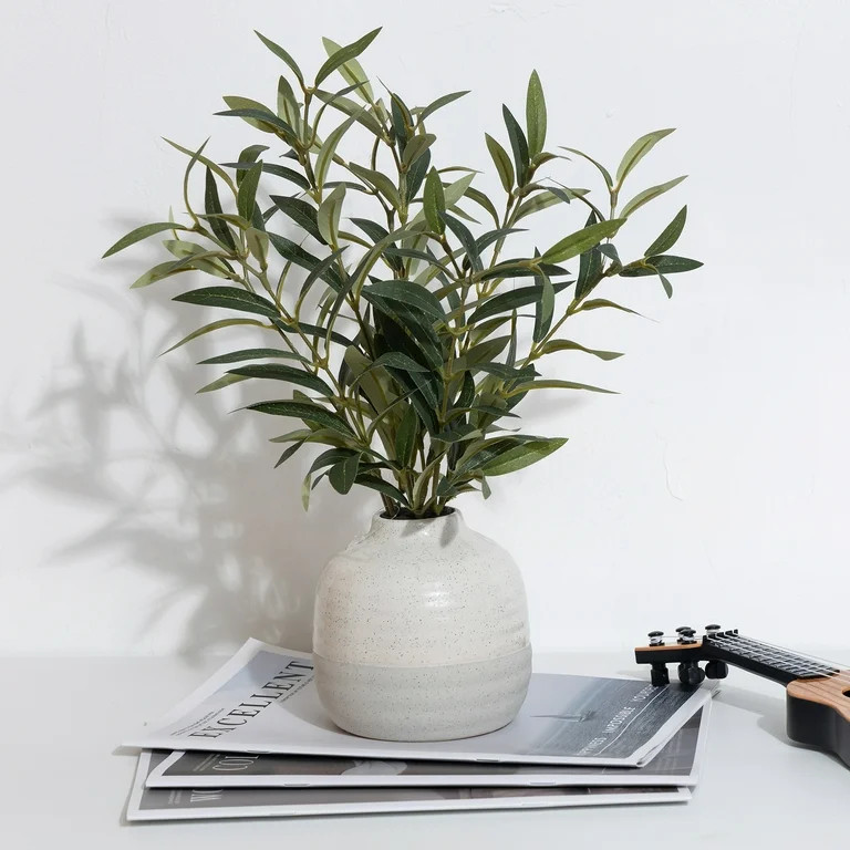 Better Homes & Gardens 14in Indoor Artificial Olive Plant in 2-Tone Ceramic Vase | Walmart (US)
