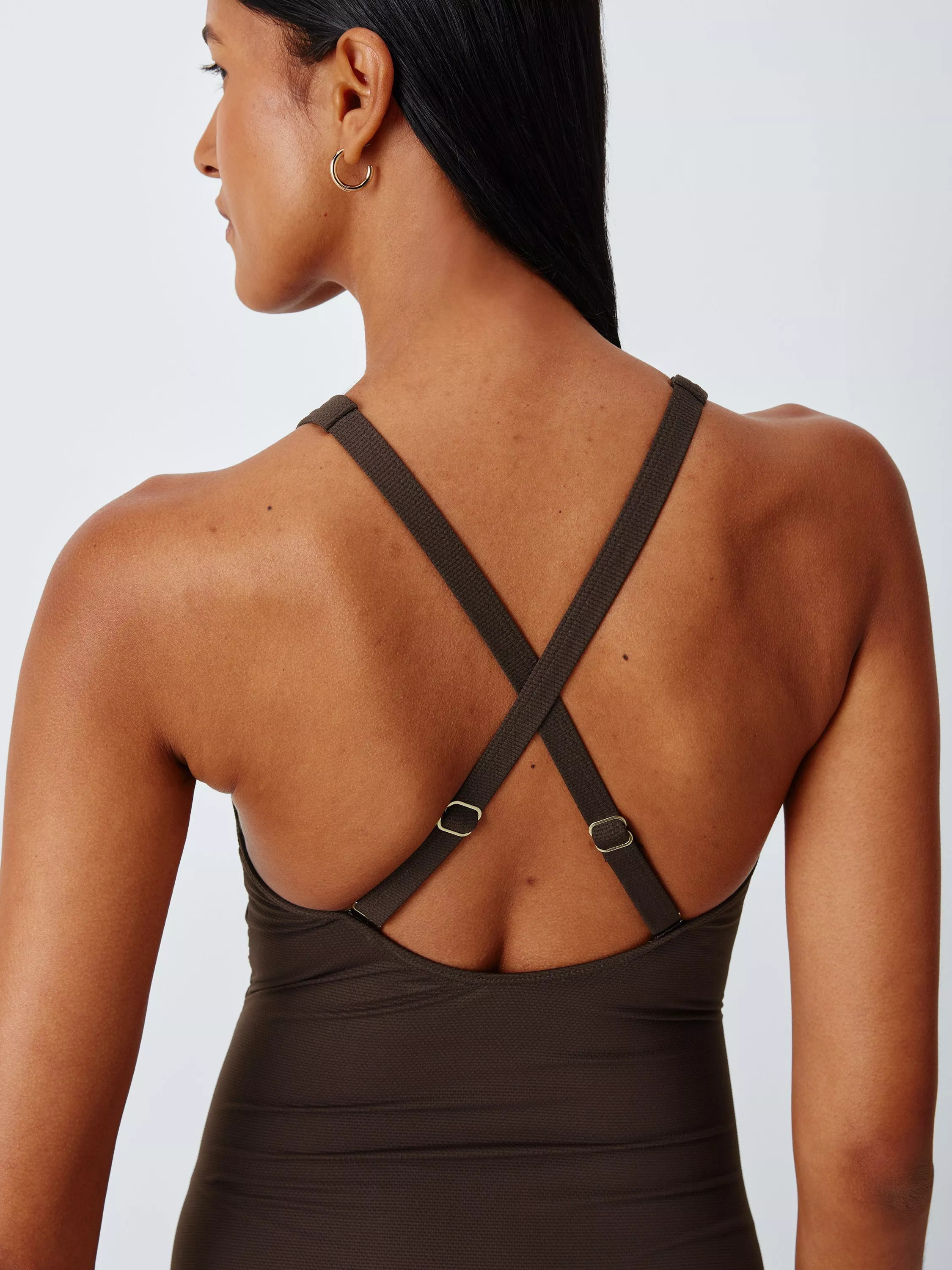 Paris High Apex Wrap Front Swimsuit, Chocolate, 12 | John Lewis (UK)