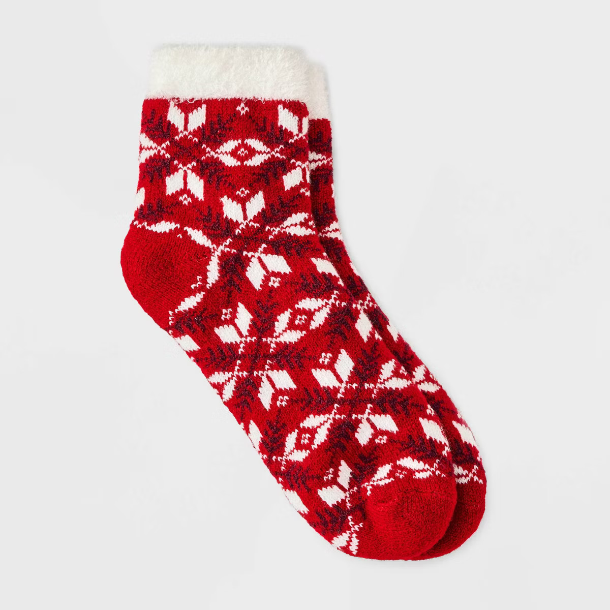 Women's Snowflake Double Lined Cozy Ankle Socks - Auden™ Red/Ivory 4-10 | Target