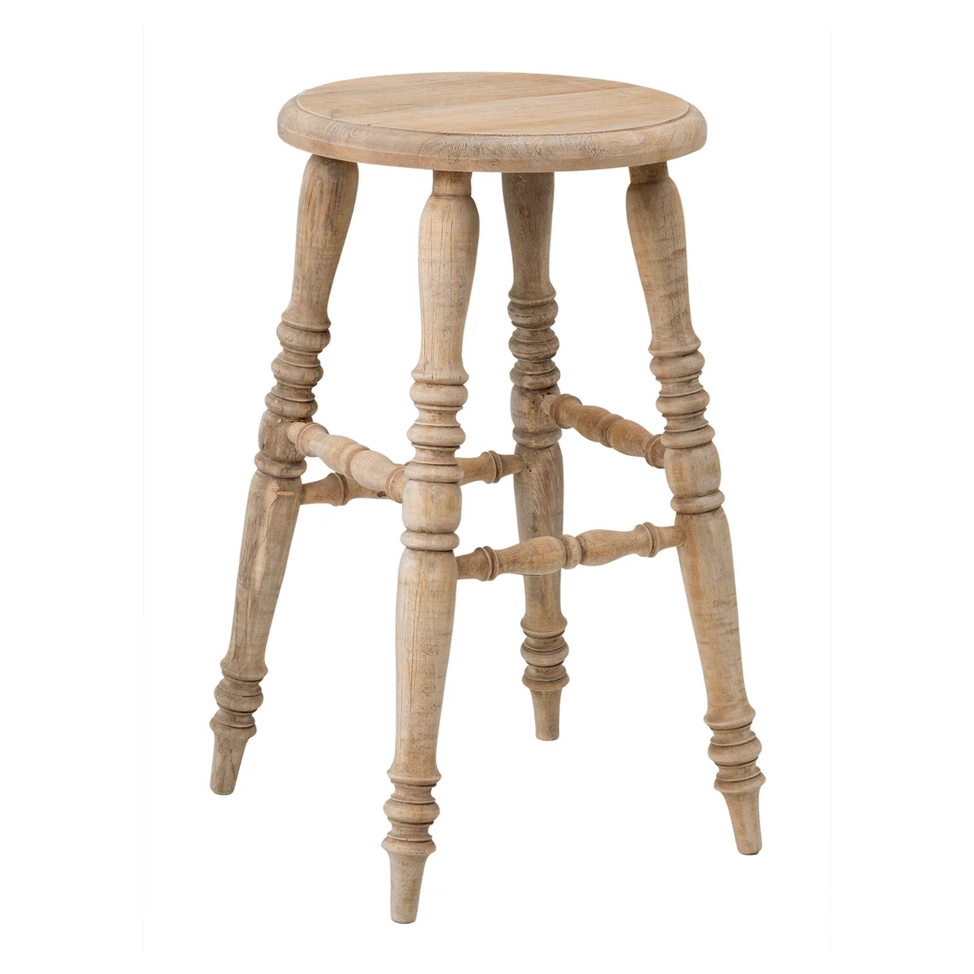 Baylor Farmhouse Backless Wood Counter Stool by East at Main- Handcrafted Natural Mindi Wood Bar ... | Walmart (US)