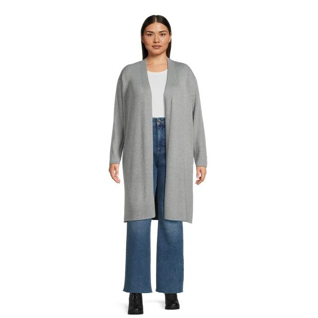 Terra & Sky Women's Plus Size Open Front Duster Cardigan Sweater, Lightweight | Walmart (US)