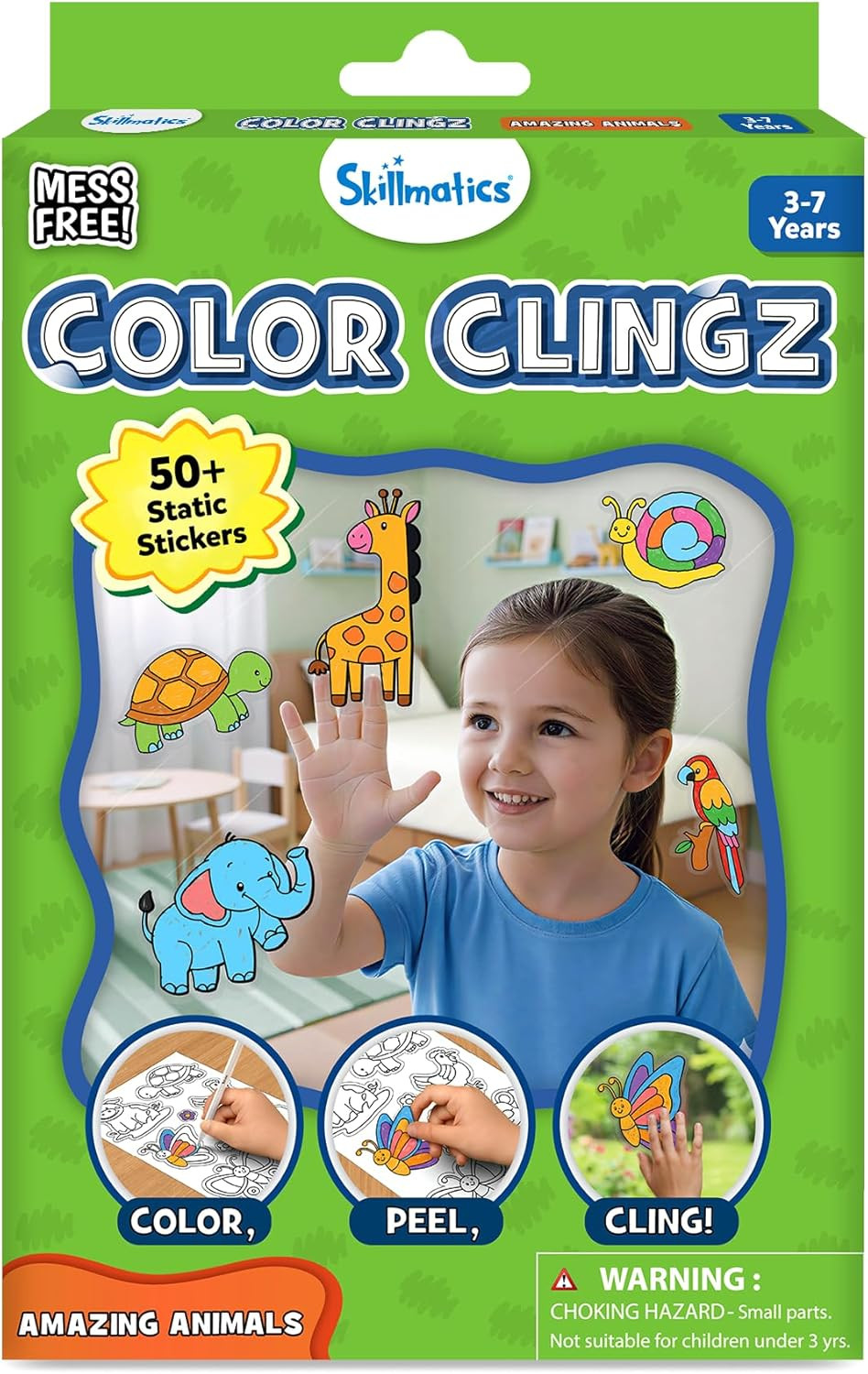 Amazon.com: Skillmatics Cling Art – Color Clingz Animals, 50+ Reusable Static Stickers, Mess-Fr... | Amazon (US)