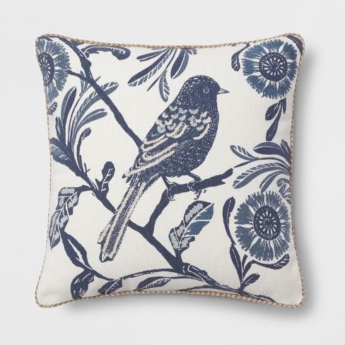Bird Square Throw Pillow Blue - Threshold™ | Target