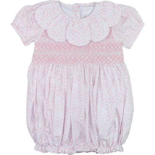Pink Petite Floral Smocked Petal Bubble | Cecil and Lou