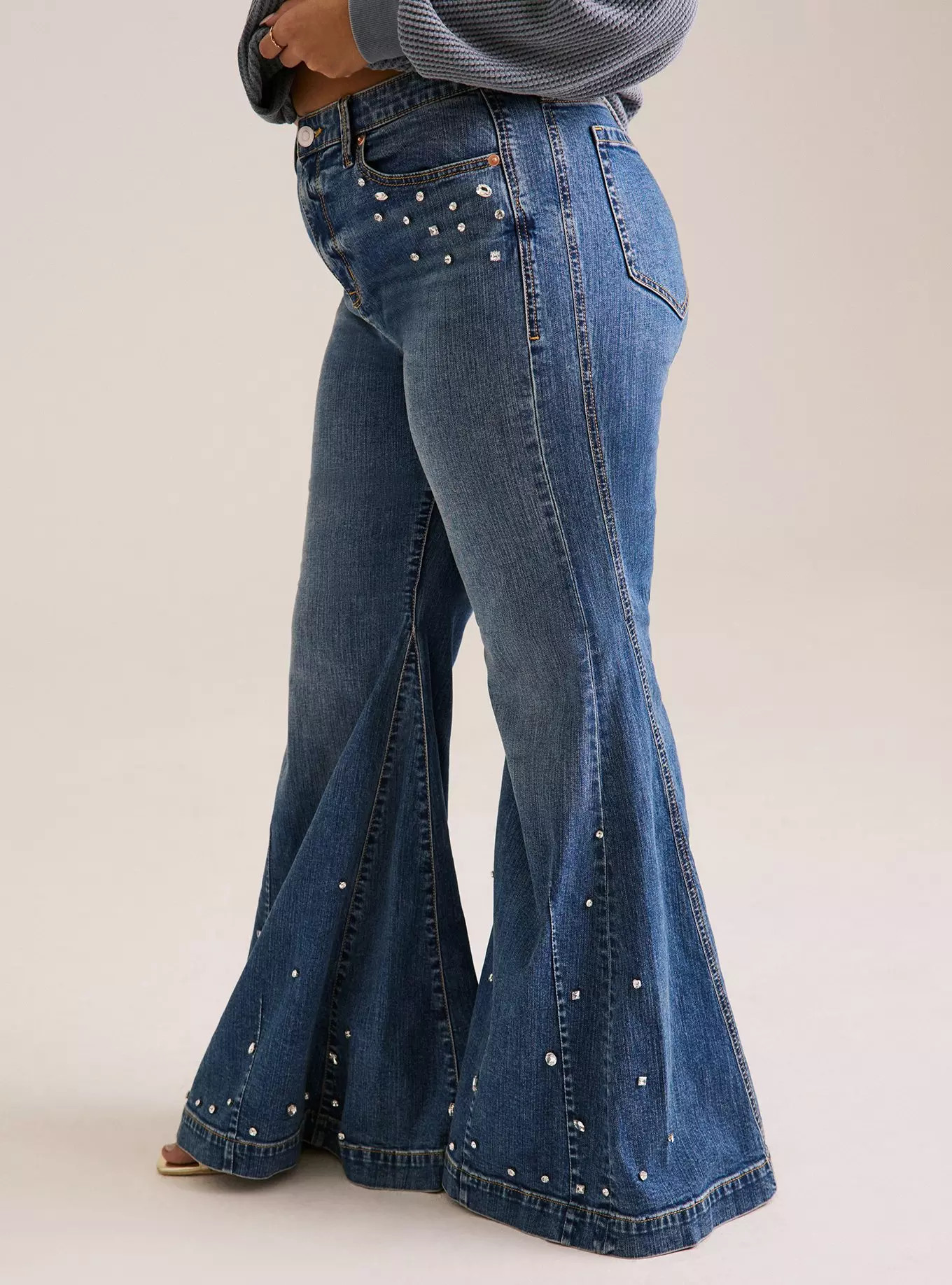 Festi Embellished Sky High Super Flare Jeans | Torrid (US & Canada)