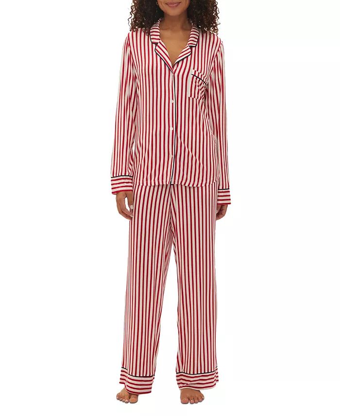 GapBody Women's 2-Pc. Notched-Collar Long-Sleeve Pajamas Set | Macy's