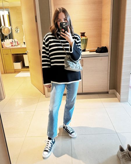 Comfy outfit that’s casual and cute! Have worn this striped sweater so much this Season! Jeans run tts! 

#LTKshoecrush #LTKover40 #LTKfindsunder100