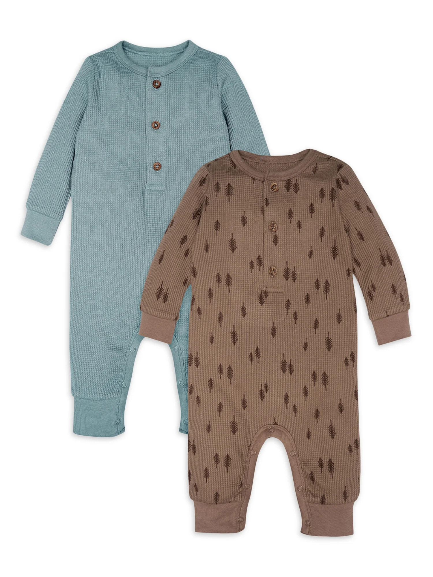 Modern Moments By Gerber Baby Boy or Girl Unisex Waffle Romper, 2-Pack, Sizes 0/3M-24 Months | Walmart (US)