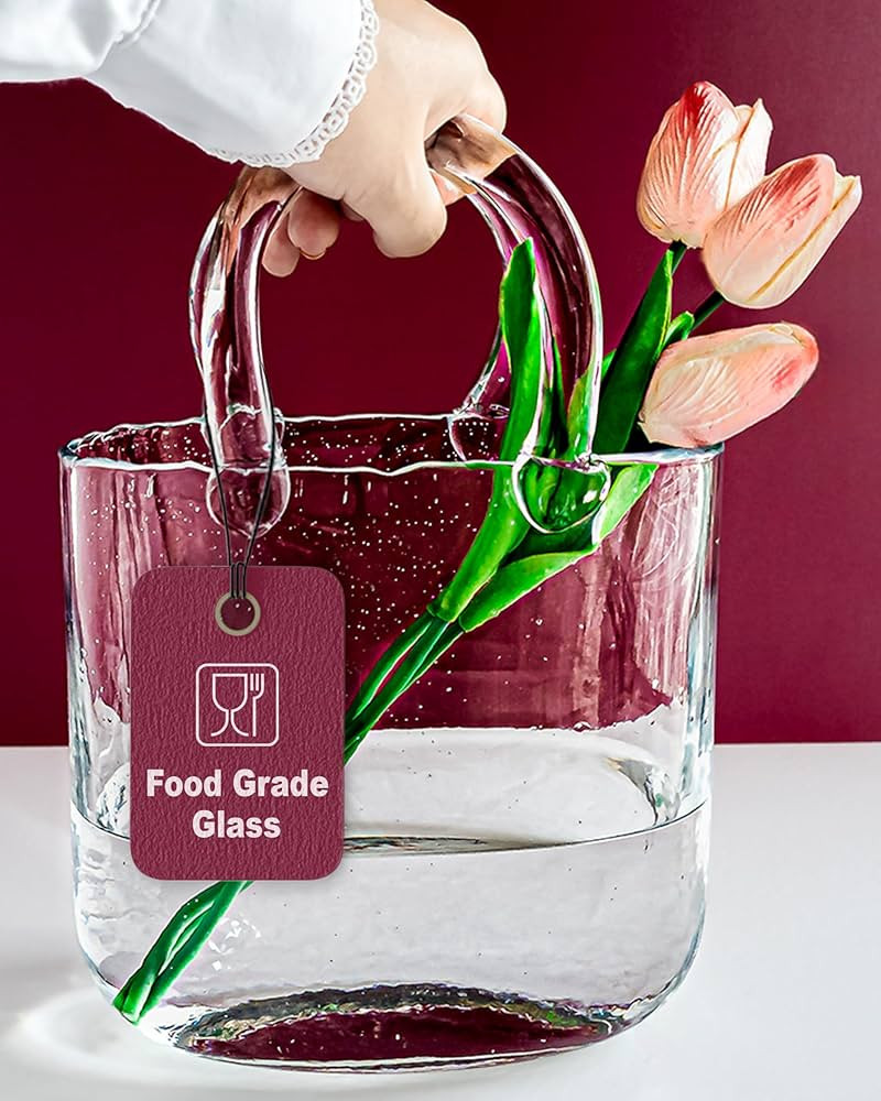 OLEEK Purse Vase for Flowers (Handmade) Clear Glass Purse Vase - Cool & Cute vases for centerpiec... | Amazon (US)