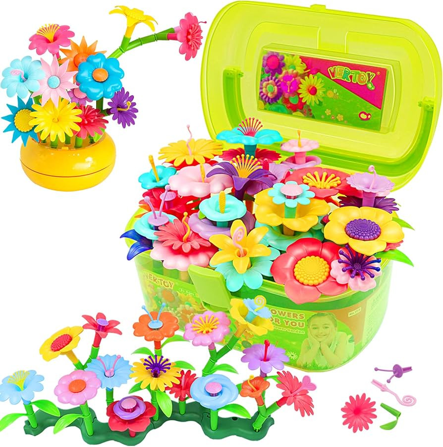 VERTOY Flower Garden Building Toy Set for 3, 4, 5, 6 Year Old Girls, STEM Educational Activity Ga... | Amazon (US)