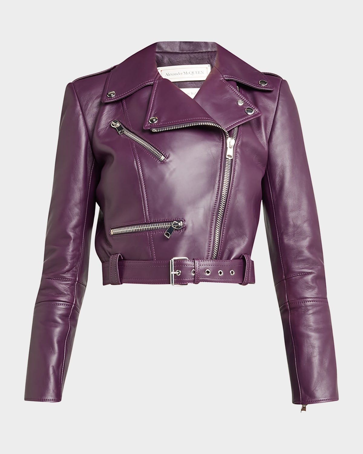 Cropped Leather Biker Jacket | Neiman Marcus
