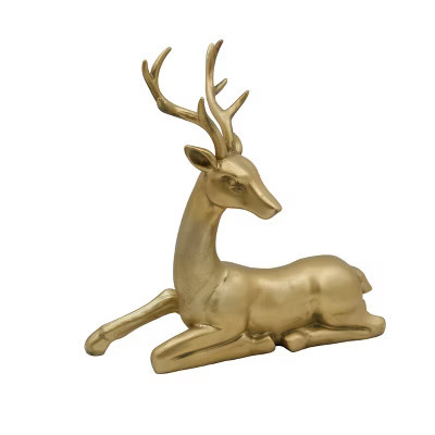 Transpac Gold Sitting Reindeer Figurine for Christmas Tabletop Holiday Decor Gift Giving Indoor Decorative Object | Target