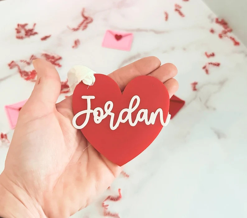 Valentine's Day Tag Kid's Basket Name Tag Reusable Valentine's Gift Red Pink White Tag. - Etsy | Etsy (US)