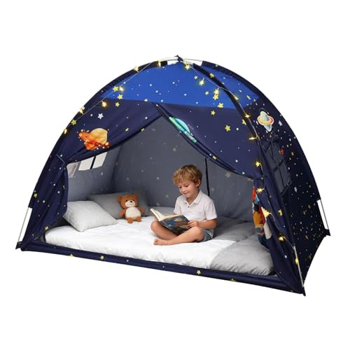 Twin Bed Tent Canopy, Space Indoor Blackout Privacy Toddler Bed Tent for Kids with Light, Portabl... | Amazon (US)