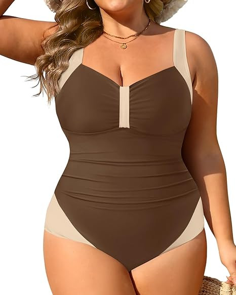 Tempt Me Women Plus Size One Piece Swimsuits - Tummy Control Bathing Suits 2025 Color Block Swimw... | Amazon (US)