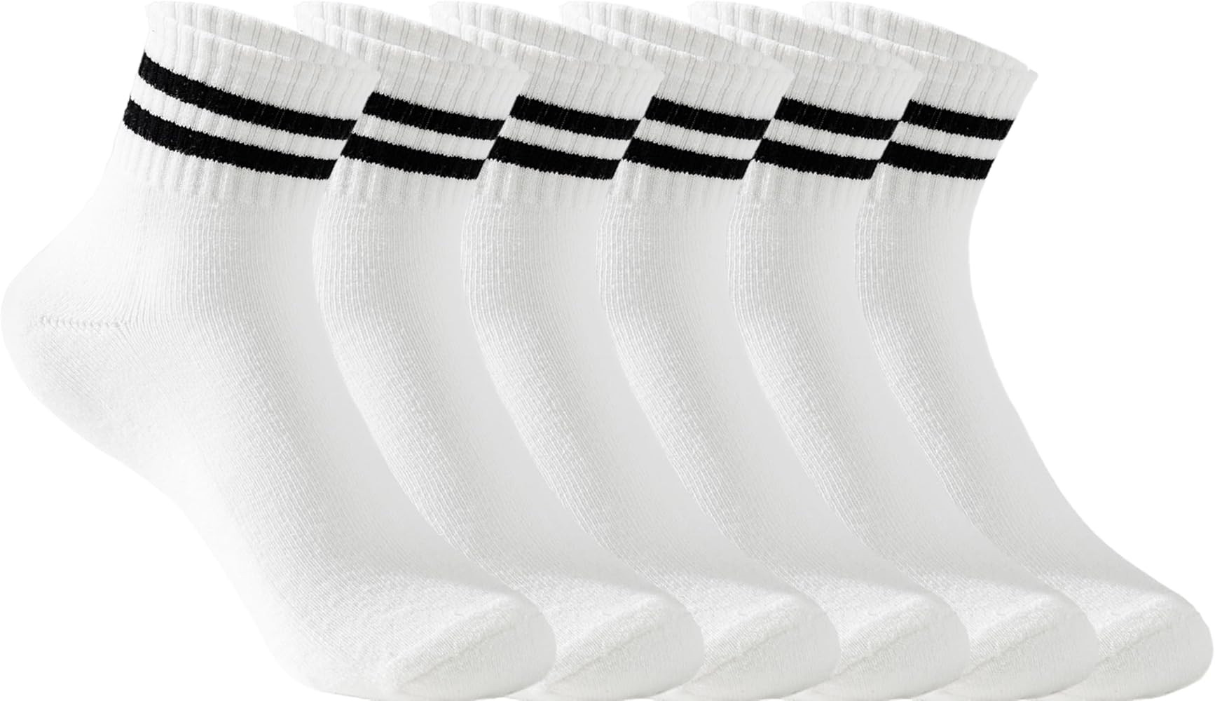 Womens Crew Socks Cushioned Cotton Striped Quarter Socks Vintage Retro Running Socks 6 Pairs | Amazon (US)