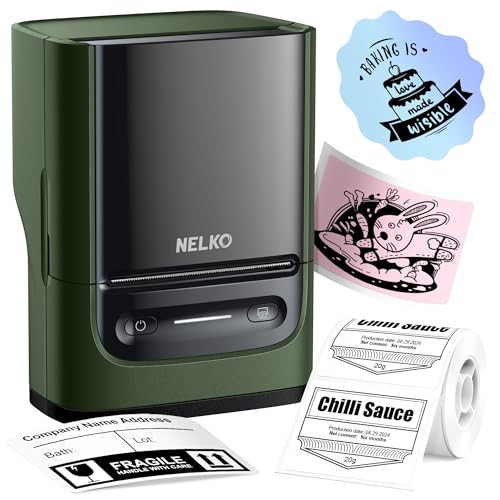 Nelko Label Maker Machine with Tape, PM220 Bluetooth Label Printer, 2 Inch Portable Thermal Printer for Small Business, Address, Logo, Clothing, Sticker Maker for Phones & PC, Deep Green | Amazon (US)