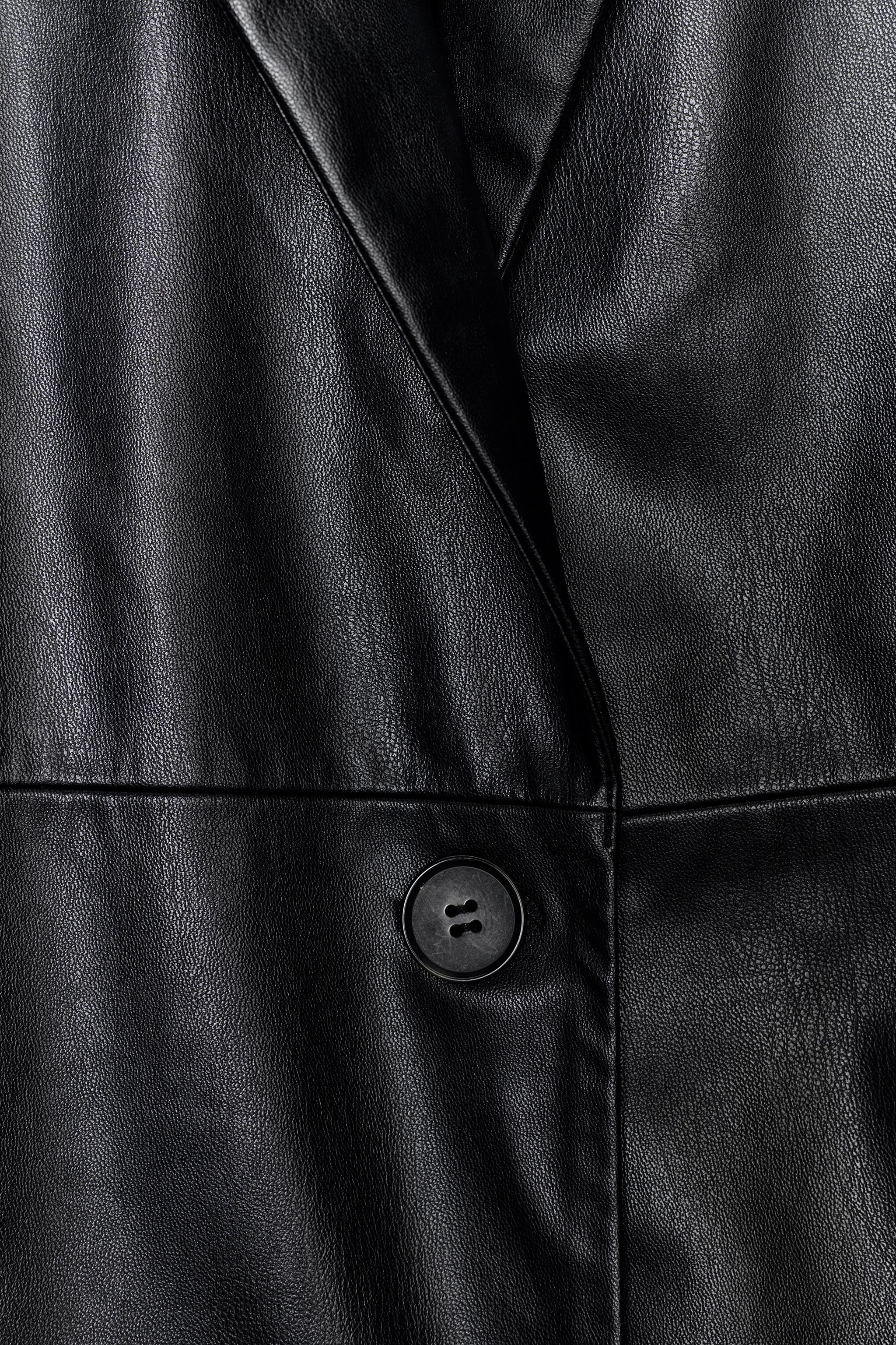 FAUX LEATHER COAT WITH DETACHABLE COLLAR | Zara UK