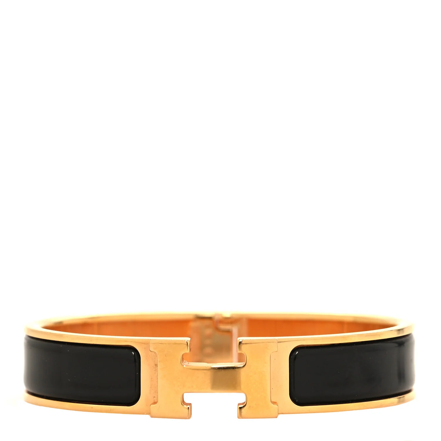Enamel Narrow Clic Clac H Bracelet PM Black | FASHIONPHILE (US)