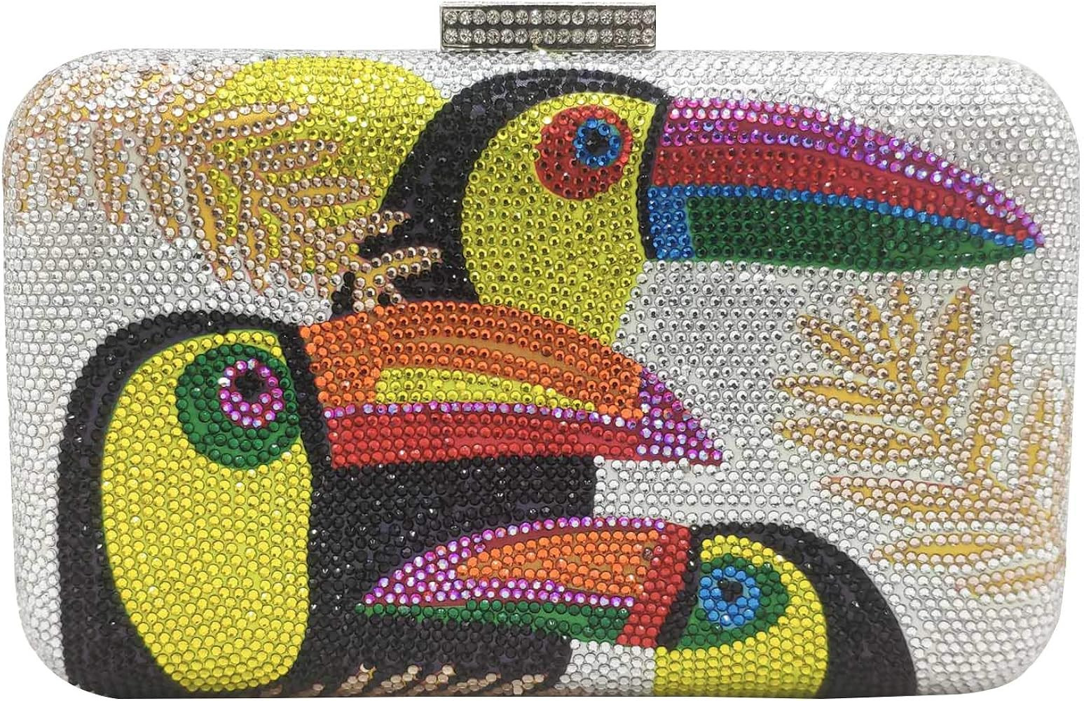 Toucan Bird Crystal Clutch Purses for Women Rhinestone Evening Bags Party Cocktail Handbag and Purse | Amazon (US)