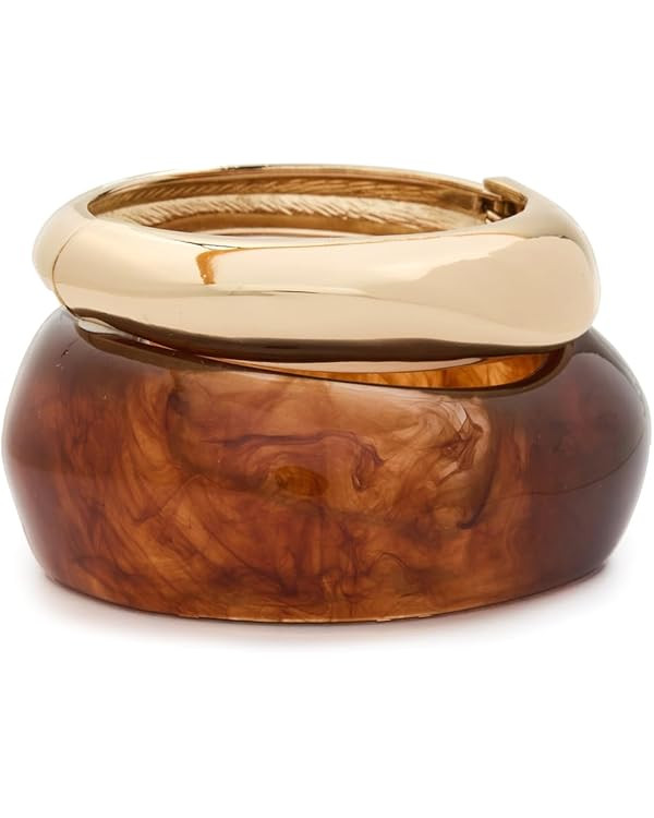 SHASHI Women's Tortoise Bangle Bracelet Set, Tortoise, Tan, Gold, One Size | Amazon (US)