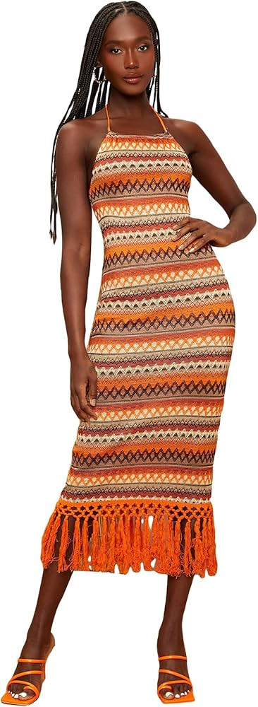 Floerns Women's Asymmetrical Fringe Hem Sleeveless Bodycon Party Long Dress | Amazon (US)